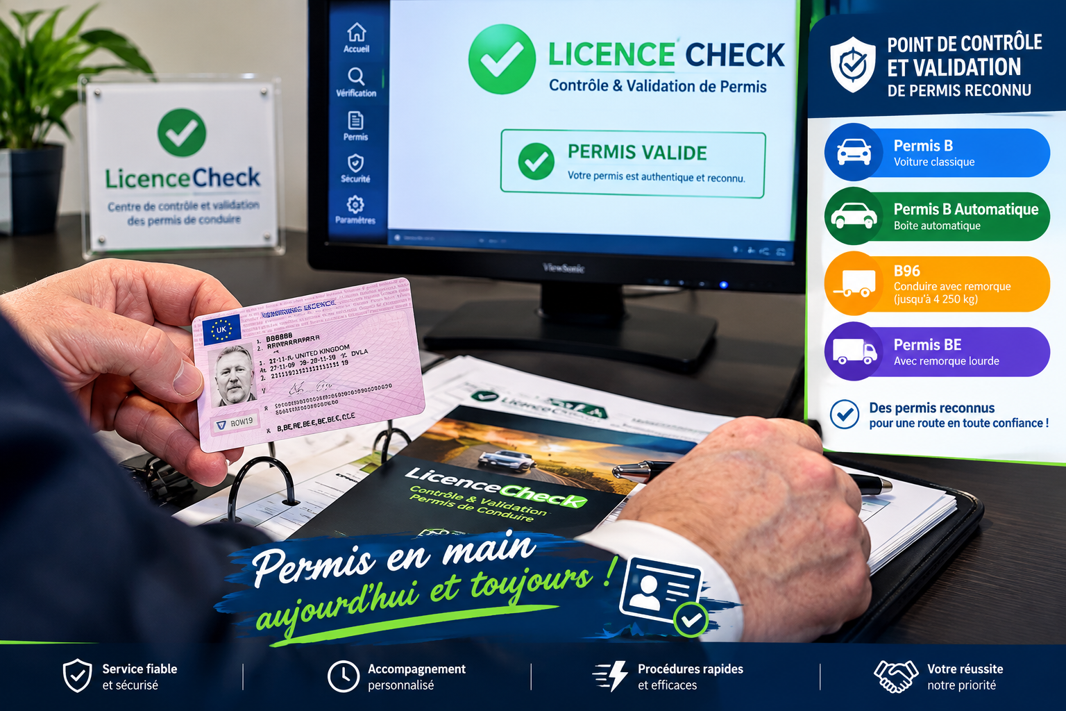 Control and validation of a driver's license with the presentation of the B, B automatic, B96, and BE