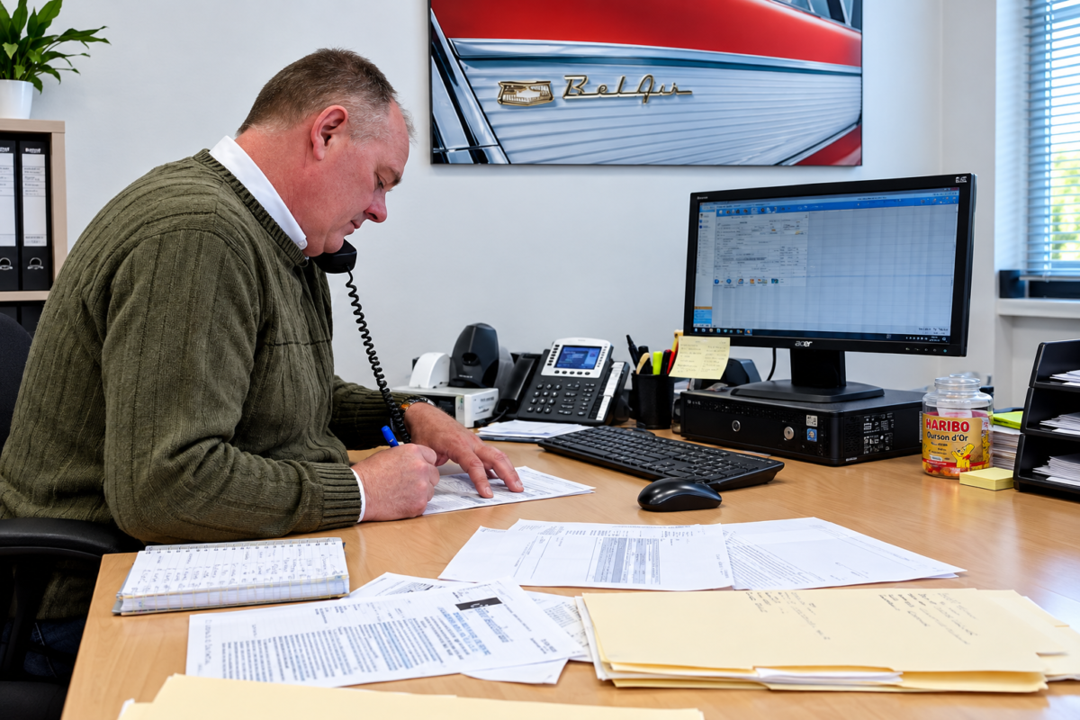 Professionnel traitant un dossier administratif pour les permis poids lourd C1, C1E, C, CE et les permis transport de personnes D1, D1E, D et DE.